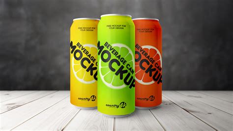 PET Can with Orange Drink PSD Mockup